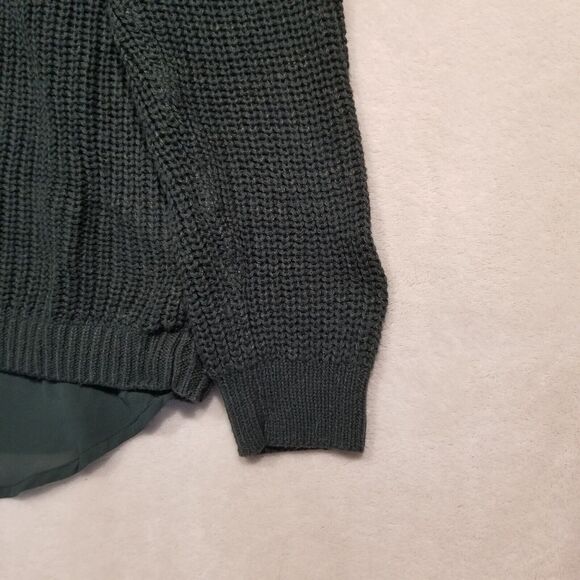 Torrid Sz 1 (1X) Sweater Cable Knit Green Sheer Under Layer Tie Split Back - Picture 3 of 12